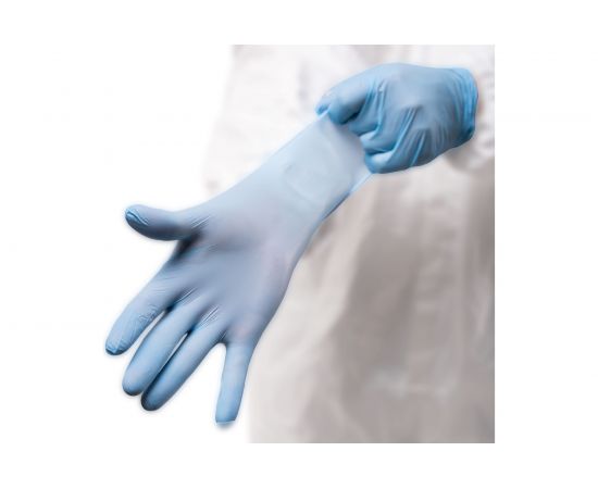 Нитриловые перчатки с текстурированными пальцами Puretech Neutrino 24 см, S, голубые, 50пар G1051 – изображение 3