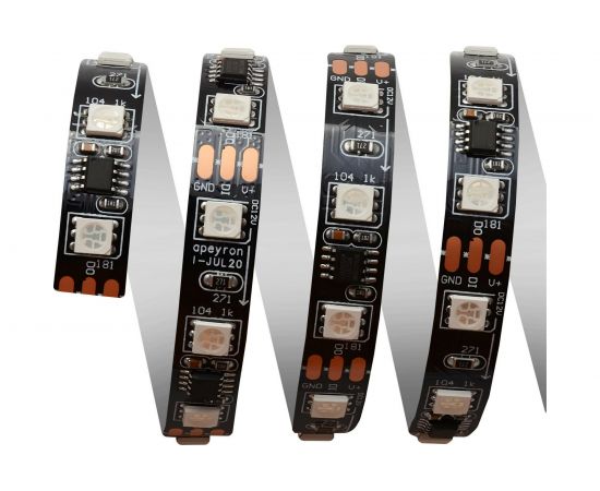 Комплект цифровой светодиодной ленты Apeyron 12В, 14,4Вт/м, smd5050, 60д/м, IP20, подложка 10мм/черная, 5м, rgb 83ЦЛ – изображение 3
