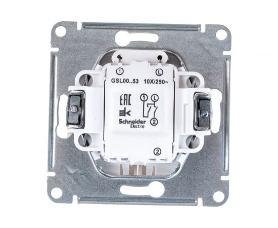 2-клавишный механизм выключателя Schneider Electric скрытой проводки Glossa 10А 5а с подсветкой перламутр GSL000653 – изображение 3
