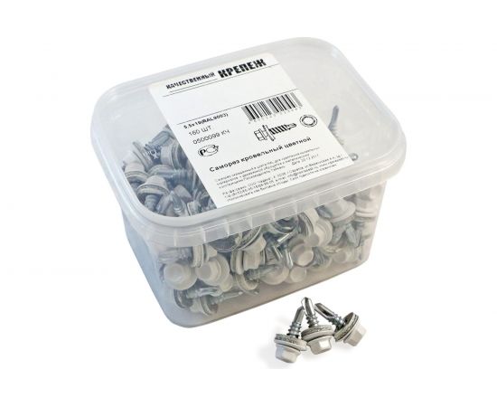 Кровельный саморез Качественный КРЕПЕЖ белый RAL 9003, 5.5х19 мм, 160 шт 0500099 КЧ – изображение 4