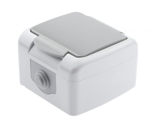 Розетка Intro Atlantic 5-201-03 с заземлением Schuko 16А-250В IP54 открытой установки серый Б0050945 – изображение 4