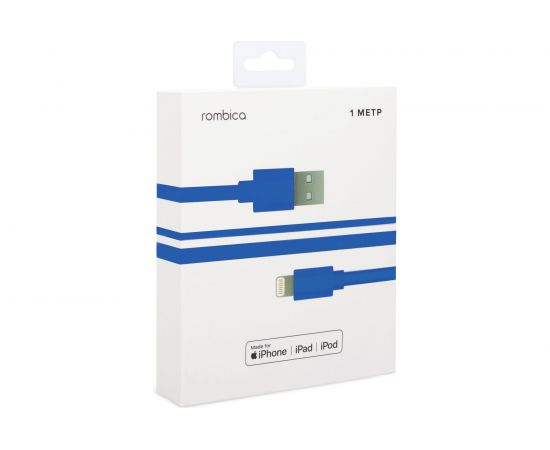Кабель Rombica USB - Lightning MFI, ПВХ Плоский, 1м, синий DIGITAL MR-01 CB-MR01N – изображение 4