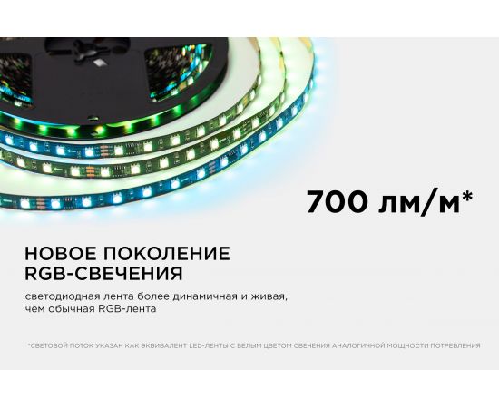 Комплект адресной ленты Apeyron 24В, 14,4Вт/м, smd5050, 60д/м, IP20, подложка 10мм(черная), 10м, RGB/ 10-101 – изображение 4