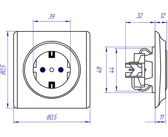Розетка OneKeyElectro с заземлением, цвет серый 2172834 – изображение 4