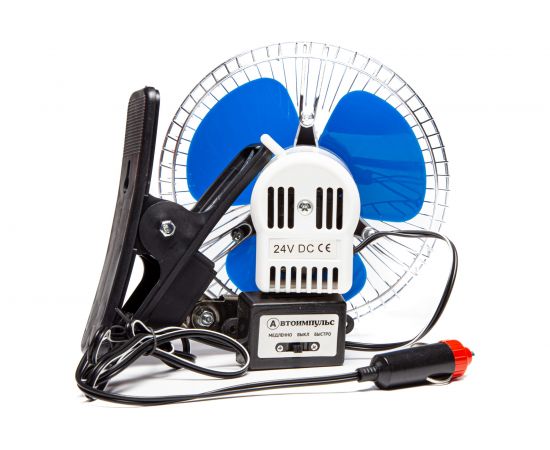 Вентилятор салонный в прикуриватель Autoimpuls прищепка, мет. решетка 8043-24 В, 6 дюймов – изображение 4