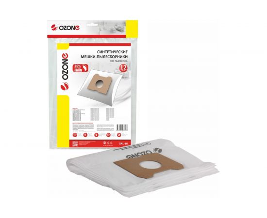 Мешки-пылесборники синтетические 12 шт + 2 микрофильтра для пылесоса Ozone XXL-10 – изображение 4