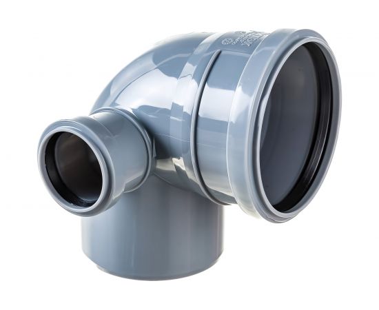 Отвод ПОЛИТЭК 110х90 градусов, с выходом 50, левый 300111050Л – изображение 4