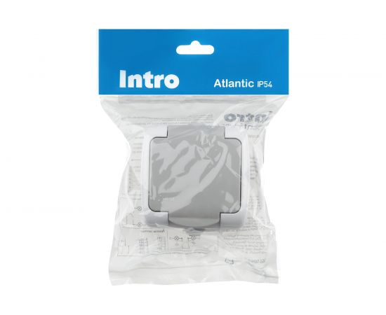 Розетка Intro Atlantic 5-201-03 с заземлением Schuko 16А-250В IP54 открытой установки серый Б0050945 – изображение 5
