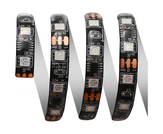 Комплект цифровой светодиодной ленты Apeyron 12В, 14,4Вт/м, smd5050, 60д/м, IP65, подложка 10мм/черная, 5м, rgb 87ЦЛ – изображение 6