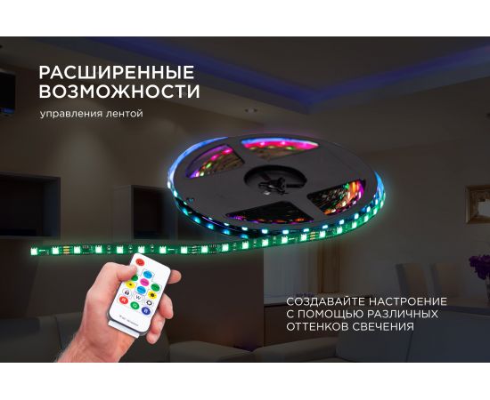 Комплект адресной ленты Apeyron 24В, 14,4Вт/м, smd5050, 60д/м, IP20, подложка 10мм(черная), 10м, RGB/ 10-101 – изображение 10