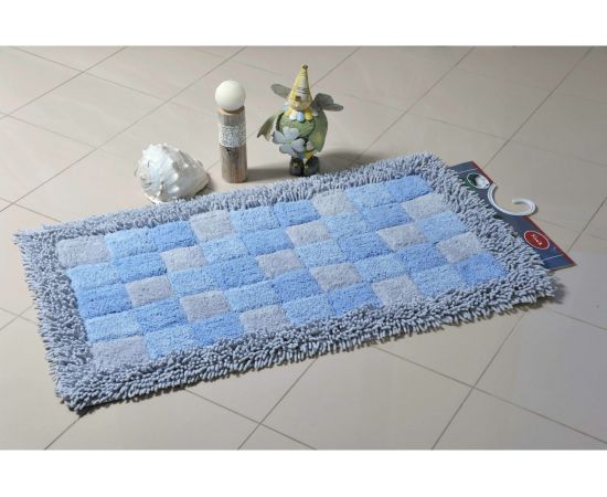 Коврик для ванной Fora Шахматы одинарный, голубой, 60х100cm 1845-1 100BL 