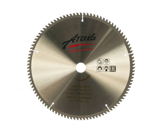 Диск пильный по ламинату и дсп (350х32 мм; 100T; ч/рез отриц.) АТАКА 8078310 