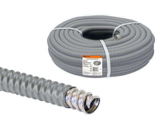 Металлорукав в ПВХ-изоляции TDM РЗ-Ц-П 18 серый, без протяжки, 50м SQ0407-0418 