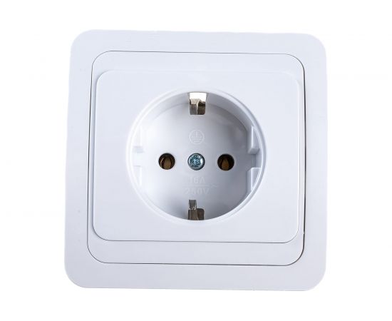 Розетка ECON Мимоза с заземлением 16А, 250В, белая 2107 