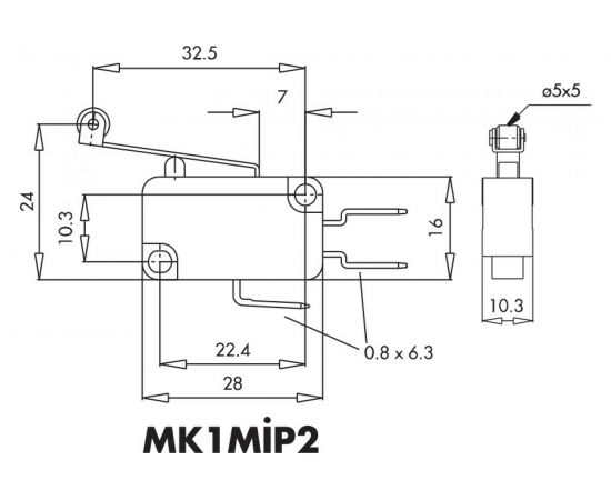 Микро-выключатель Emas 10A, 250V AC MK1MIP2 – изображение 2