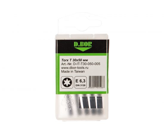 Бита IMPACT Torsion (5 шт; T30; 50 мм) для ударного импульсного инструмента D.BOR D-IT-T30-050-005 – изображение 2