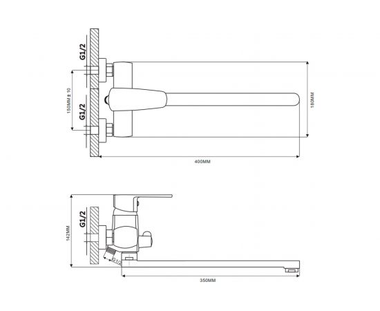 Смеситель для ванны Ekko длинный излив, белый E22301 – изображение 2