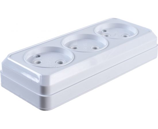 Розетка Intro Quadro без заземления трехместная 3x2P, 16А-250В, IP20, открытая установка, белый, Б0053809 – изображение 3