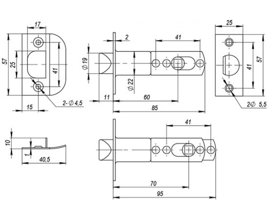 Ручка защелка AJAX 6082 CP-B фик. хром 39525 – изображение 3