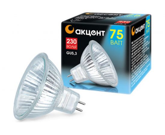 Галогенная лампа АКЦЕНТ JCDR, 230В, 75W, GU5.3, с отражателем и защитным стеклом 4606400204343 – изображение 5