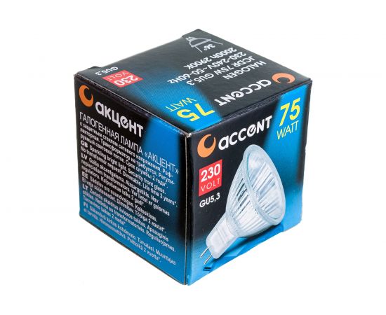 Галогенная лампа АКЦЕНТ JCDR, 230В, 75W, GU5.3, с отражателем и защитным стеклом 4606400204343 – изображение 7