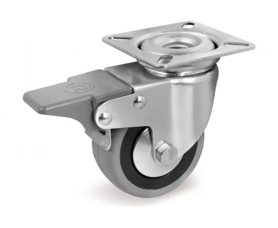 Колесо с вращающейся опорой, пластиной крепления и передним тормозом (60 мм; 50 кг) Tellure rota 378102 