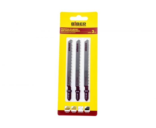 Пилка по дереву Т101ВF (3 шт; 74 мм; 10TPI; чистый рез) Biber 85273 тов-120516 