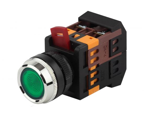 Кнопка ЭРА ABLFS-22 зеленый, d22мм, неон, 240В, 1з+1р, 10/400/6000 Б0045656 