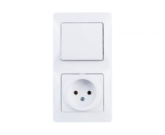 Комбинированный блок розетка + 1-клавишный выключатель Schneider Electric GLOSSA белый GSL000160 