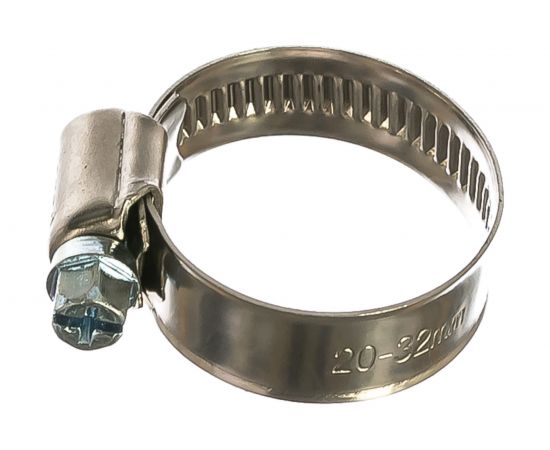 Хомуты Зубр ЭКСПЕРТ из нержавеющей стали с накатной лентой НЛ-12, 20-32мм, 100шт 37822-20-32-100 