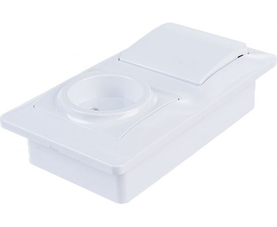 Комбинированный блок розетка + 1-клавишный выключатель Schneider Electric GLOSSA белый GSL000160 – изображение 3