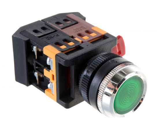 Кнопка ЭРА ABLFS-22 зеленый, d22мм, неон, 240В, 1з+1р, 10/400/6000 Б0045656 – изображение 3