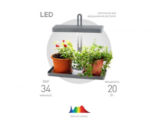 Настольный светильник полного спектра ЭРА FITO20WQLEDG Б0039035 – изображение 3
