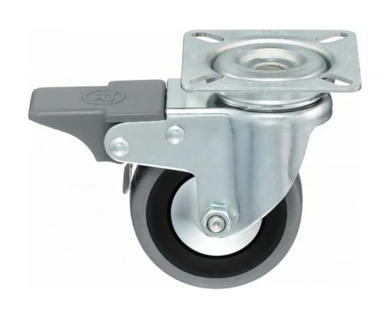 Колесо с вращающейся опорой, пластиной крепления и передним тормозом (60 мм; 50 кг) Tellure rota 378102 – изображение 4