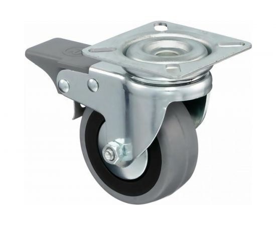 Колесо с вращающейся опорой, пластиной крепления и передним тормозом (60 мм; 50 кг) Tellure rota 378102 – изображение 5