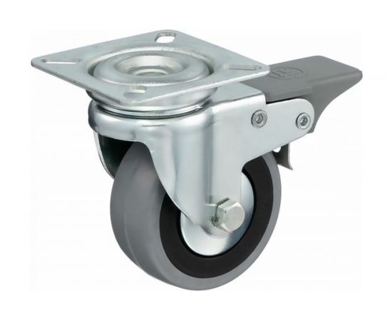 Колесо с вращающейся опорой, пластиной крепления и передним тормозом (60 мм; 50 кг) Tellure rota 378102 – изображение 7