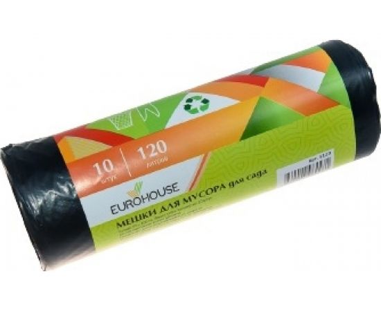 Мешки для мусора для сада (10 шт; 120 л; 40 мкм; 70х110 см; ПВД) EUROHOUSE 5123 