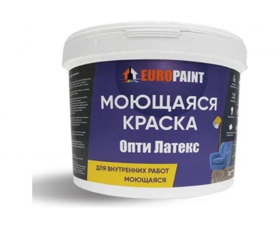 Краска моющаяся, водоэмульсионная, белый EUROPAINT 2104_4Б 