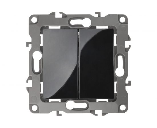 Двойной выключатель ЭРА 12-1104-06 10АХ-250В, IP20, 12, чёрный Б0014650 