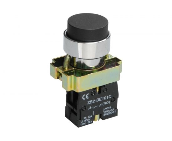 Кнопка управления IEK, LAY5-BL21, без подсветки, 1з, ИЭК, черная BBT70-BL-K02 