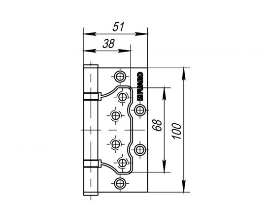 Универсальная петля без врезки Fuaro 500-2BB 100x2,5 PN мат. никель 32333 – изображение 2