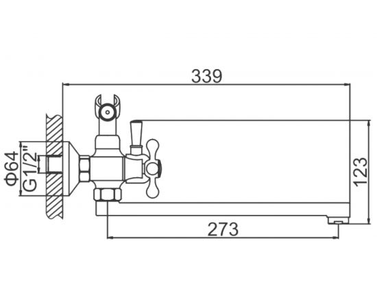 Смеситель для ванны LEDEME длинный излив, 30 мм керамика L2319 806430 – изображение 2