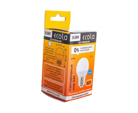 Светодиодная лампа Ecola globe LED Premium 9,0W G45 220V E27 4000K шар /композит/ 82x45 K7QV90ELC – изображение 4
