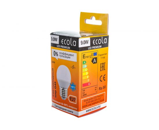 Светодиодная лампа Ecola globe LED Premium 9,0W G45 220V E27 4000K шар /композит/ 82x45 K7QV90ELC – изображение 5