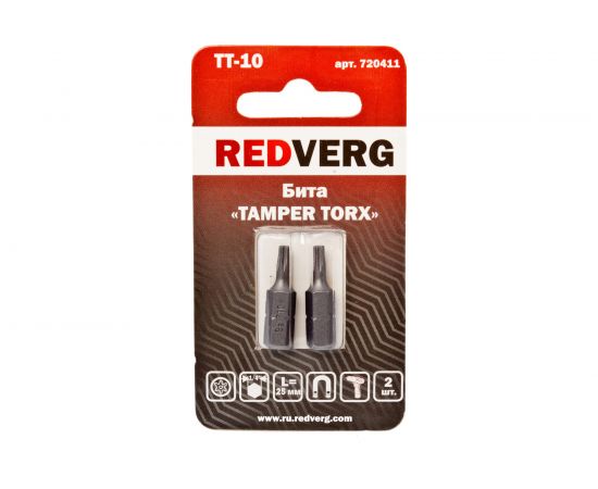 Бита Torx Tamper ТТ10, 25 мм, 2 шт. REDVERG 6623495 