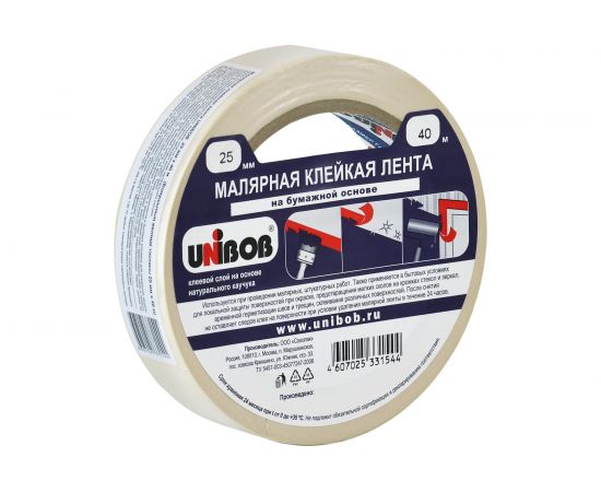 Малярная клейкая лента UNIBOB 25 мм х 40 м 214972 