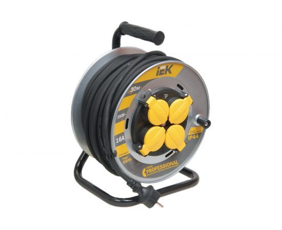 Катушка IEK ""Professional"" УК30 4 места, 2Р+PЕ, 30м, КГ, 3х1,5мм2, IP44 WKP16-16-04-30-44 