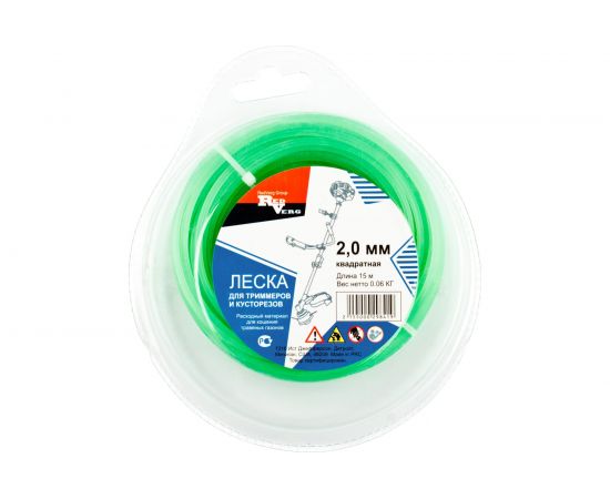 Леска квадратная витая армированная (2 мм; 15 м) для триммера REDVERG 6655086 