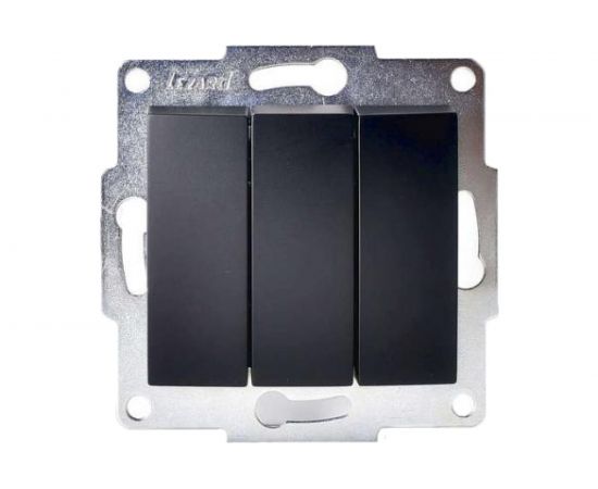Выключатель Lezard, KARINA, тройной, чёрный бархат, 707-4288-109 