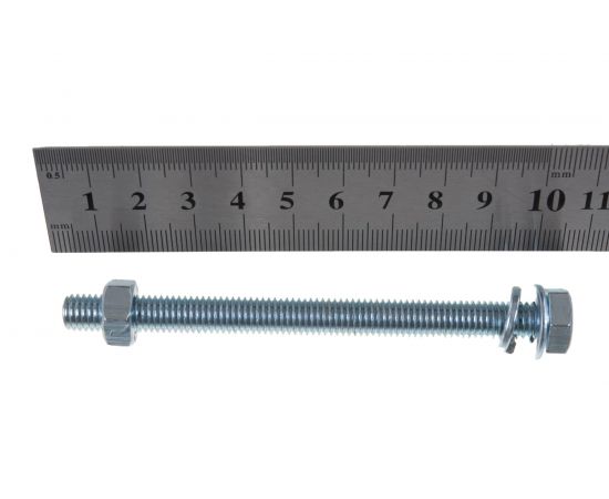 Болт с шестигранной головкой в комплекте с гайкой, шайбой, шайбой пружинной, ЗУБР, МАСТЕР, 303436-08-100 – изображение 2
